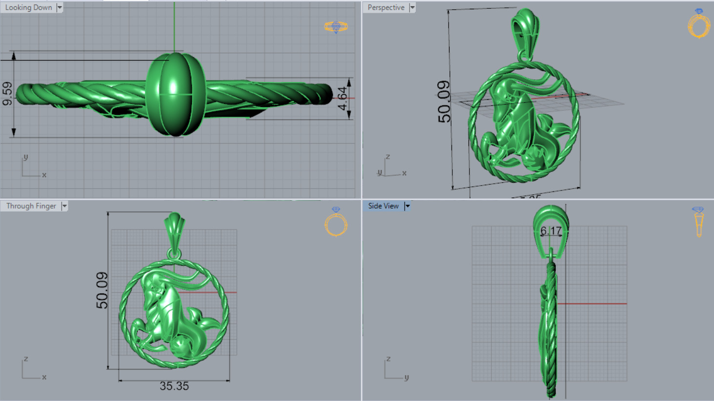 Gold pendant symbolizing the month of april gp0247 3D print model_5