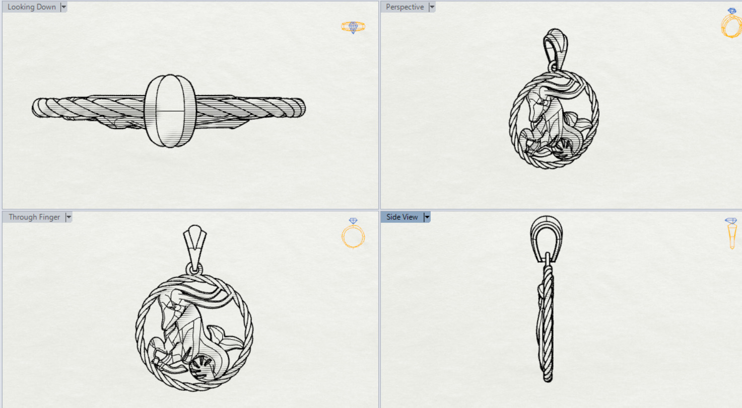 Gold pendant symbolizing the month of april gp0247 3D print model_17