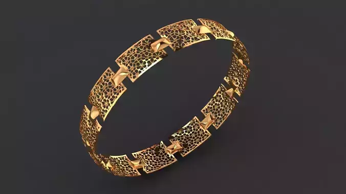 1134 Paneled Openwork Gold Bangle 5gm 3D print model