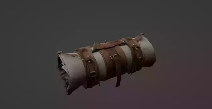 Rolled-Up Travelers Bedroll with Leather Straps