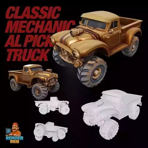 Classic Mechanical Pickup Truck 3D print model