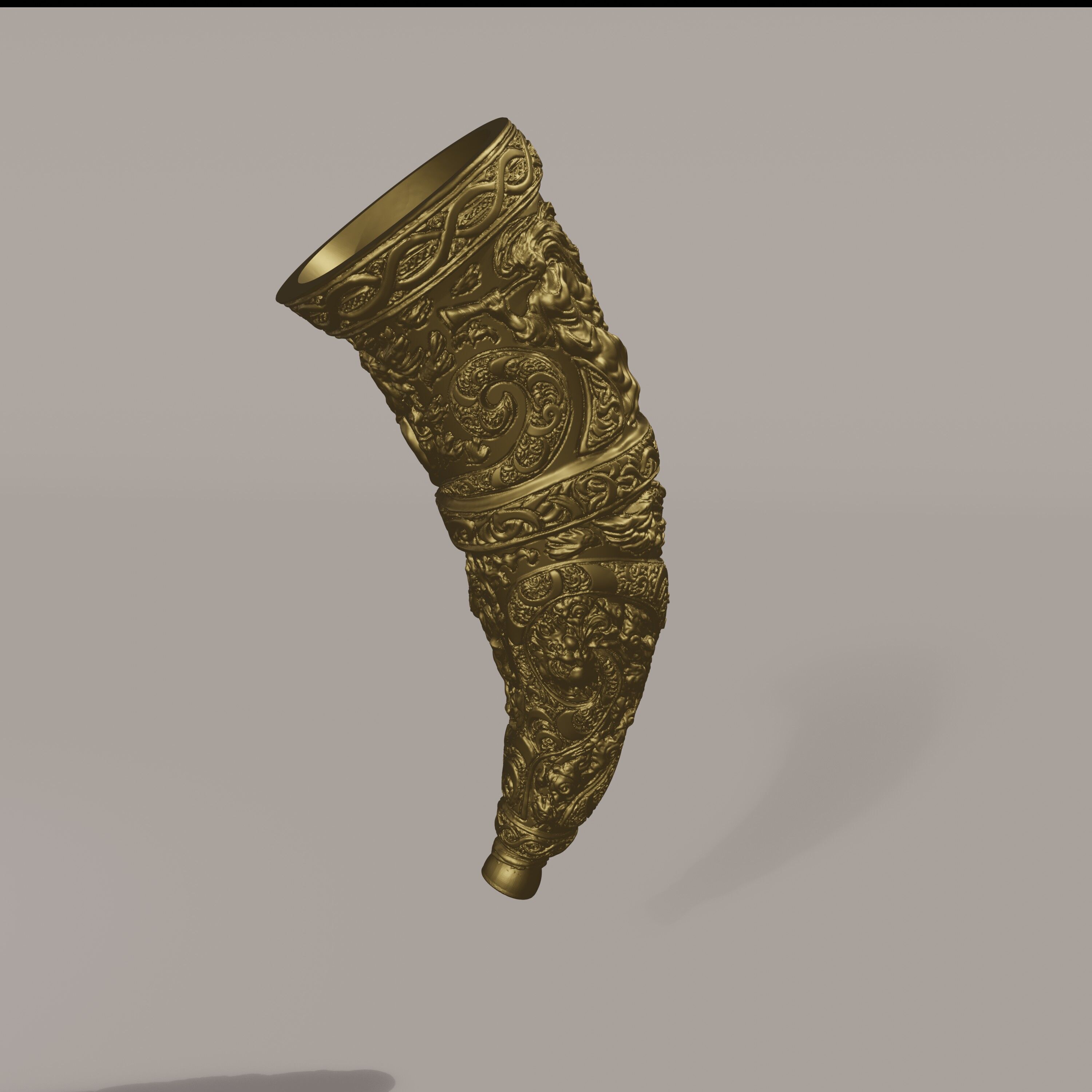 Horn of the elder hunt - Functional blowing horn 3D print model_14