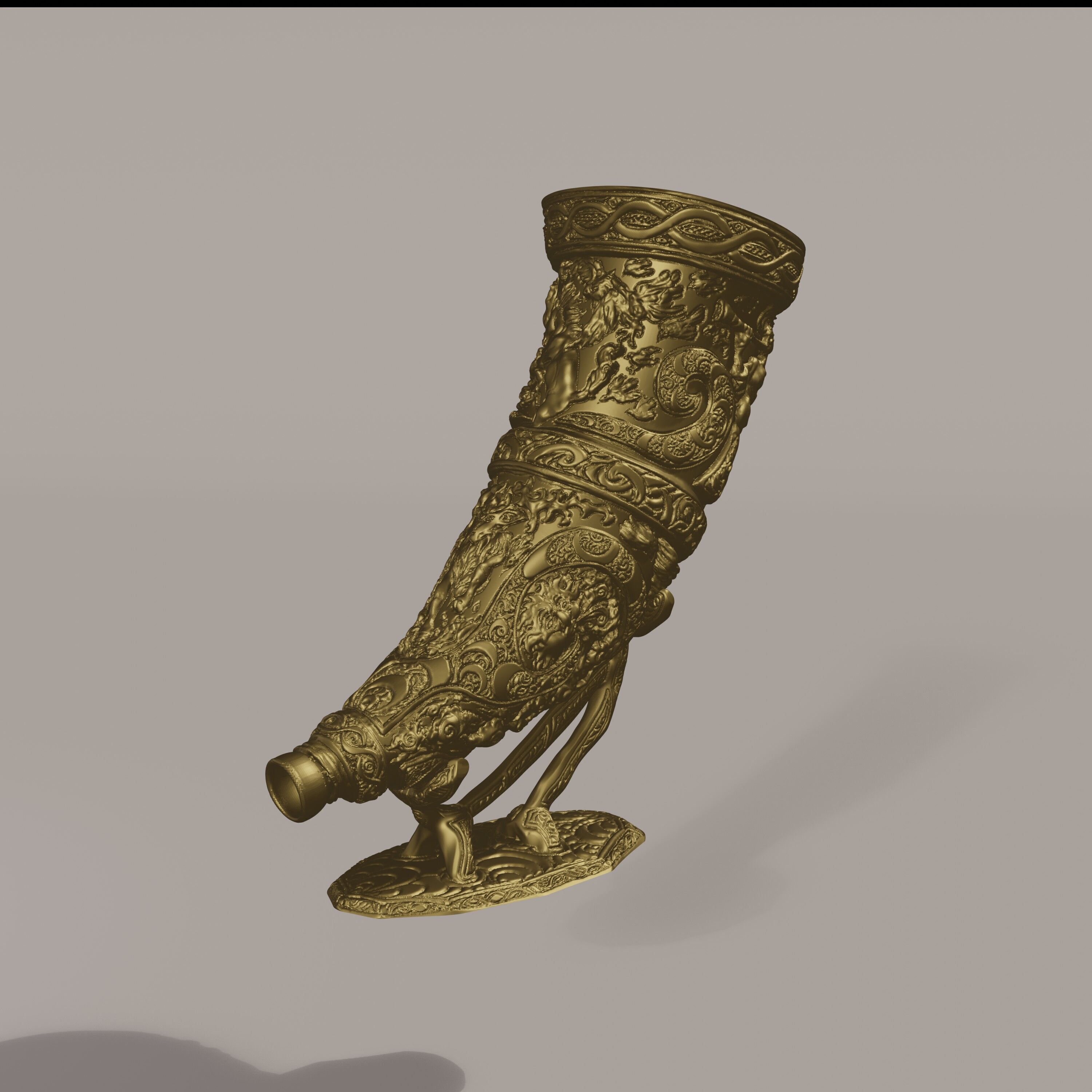 Horn of the elder hunt - Functional blowing horn 3D print model_17