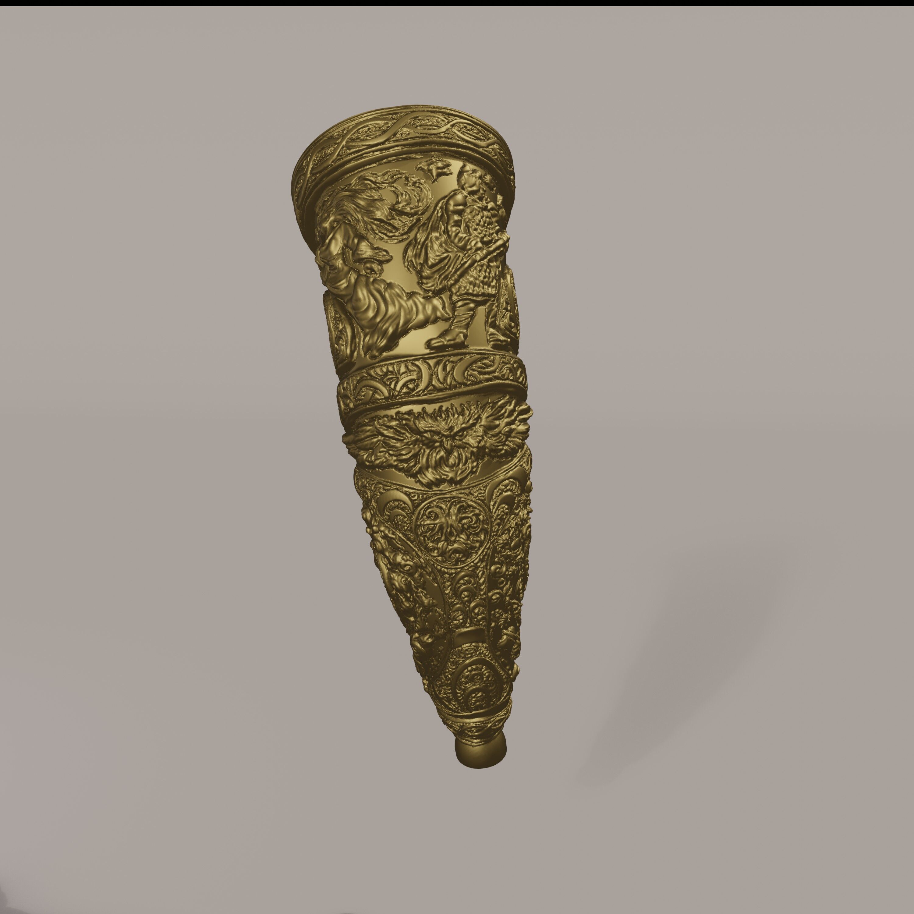 Horn of the elder hunt - Functional blowing horn 3D print model_21