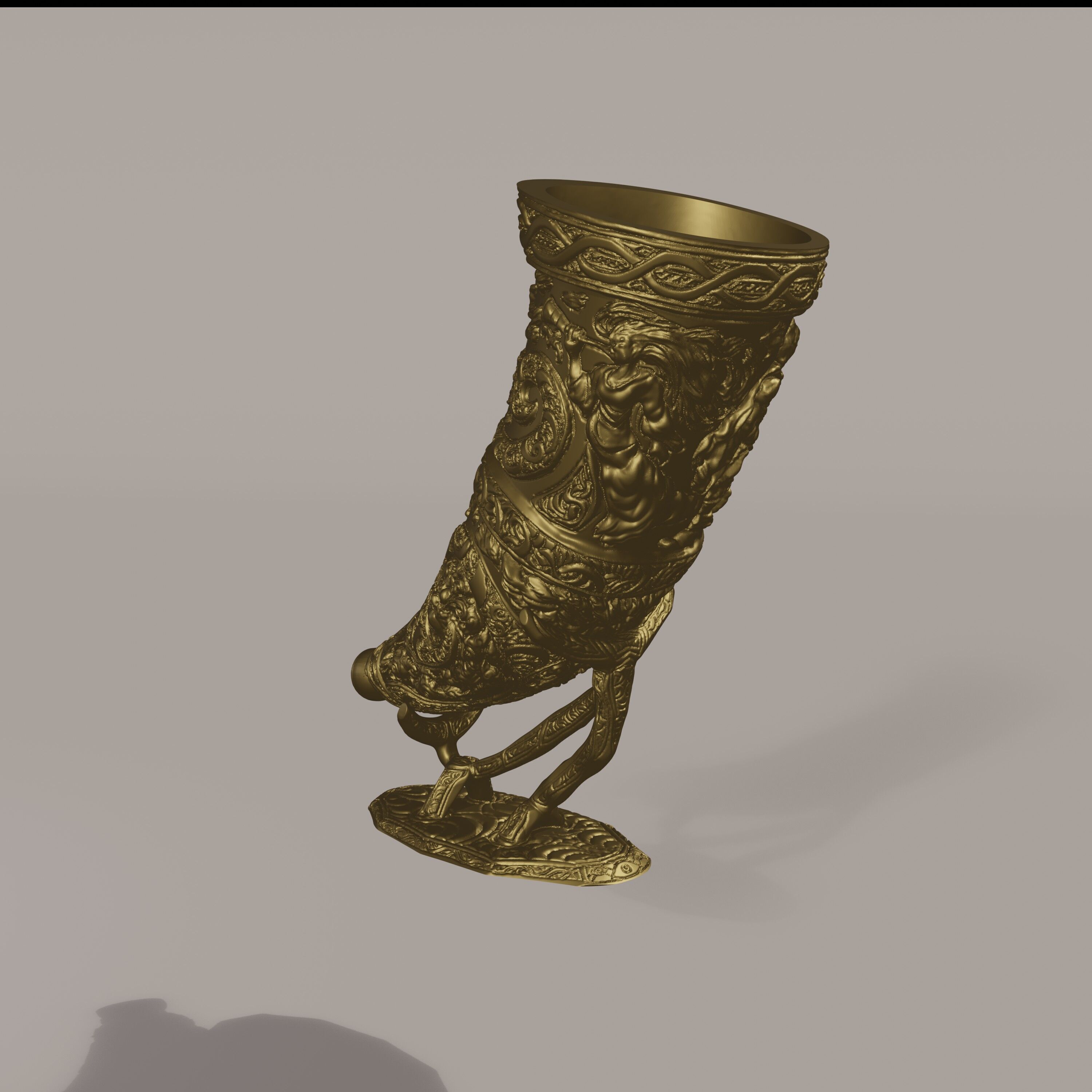 Horn of the elder hunt - Functional blowing horn 3D print model_19