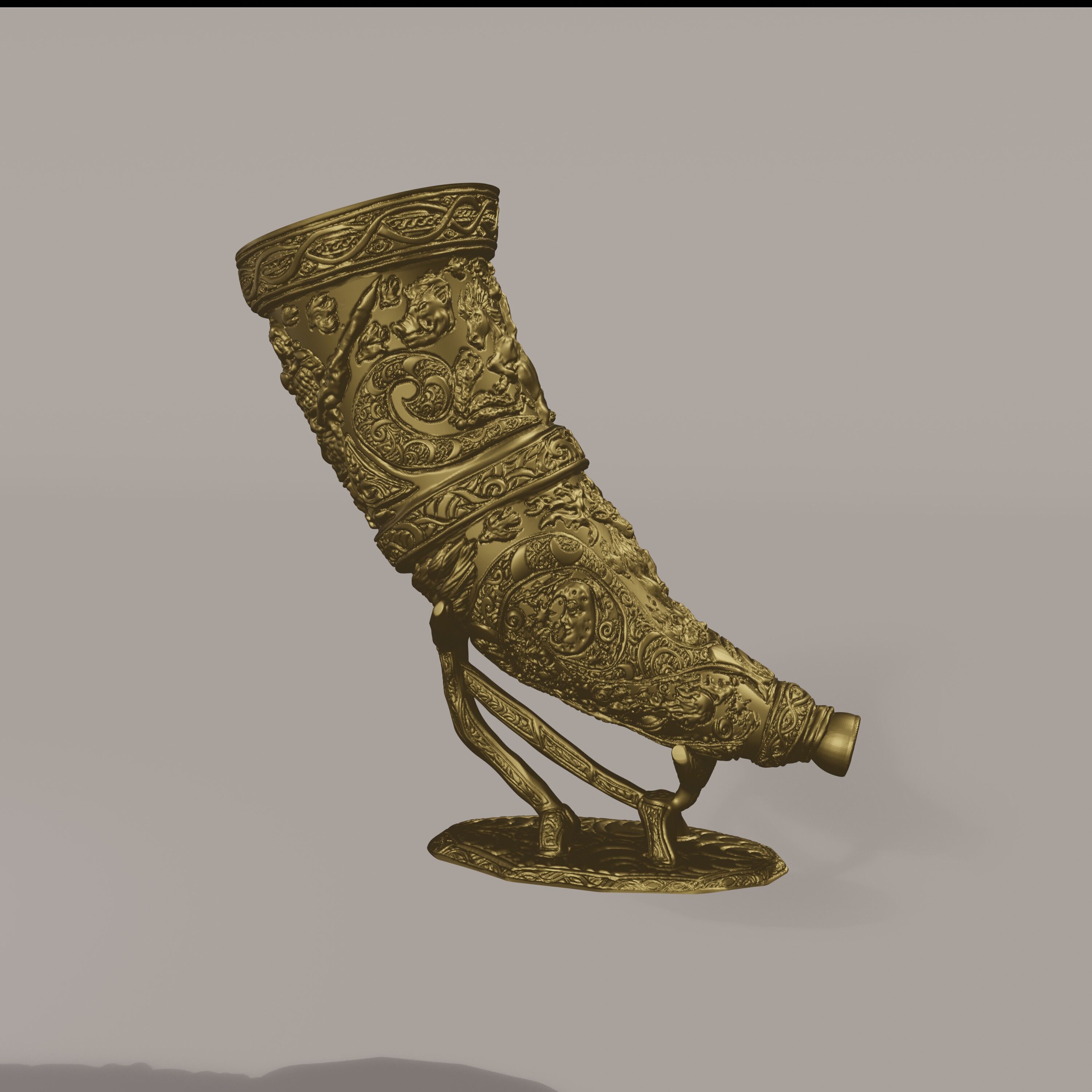 Horn of the elder hunt - Functional blowing horn 3D print model_13