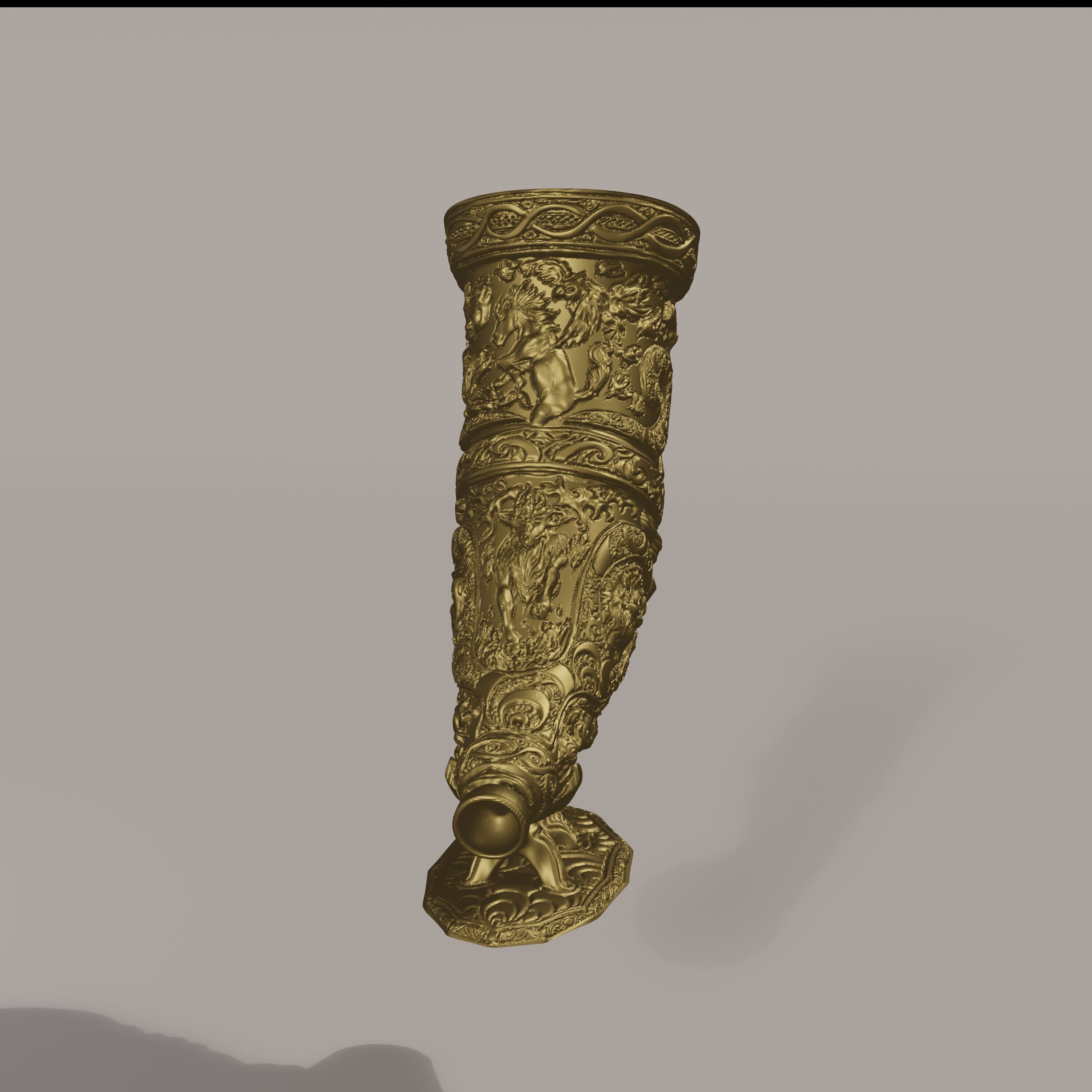Horn of the elder hunt - Functional blowing horn 3D print model_16