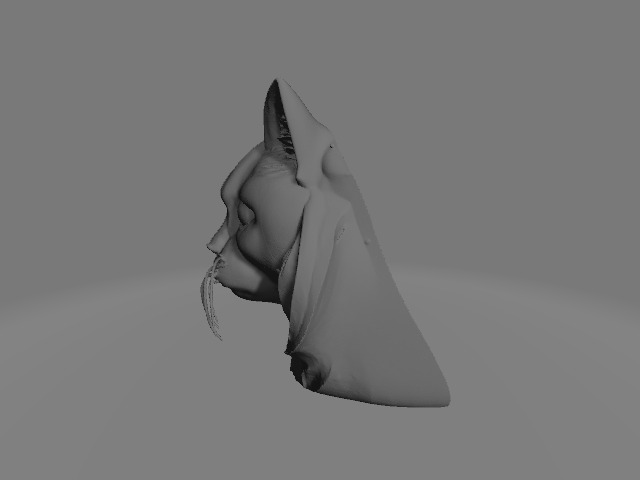 Stylized Split Cat Head Sculpture Mask Ring Set 3D print model_2