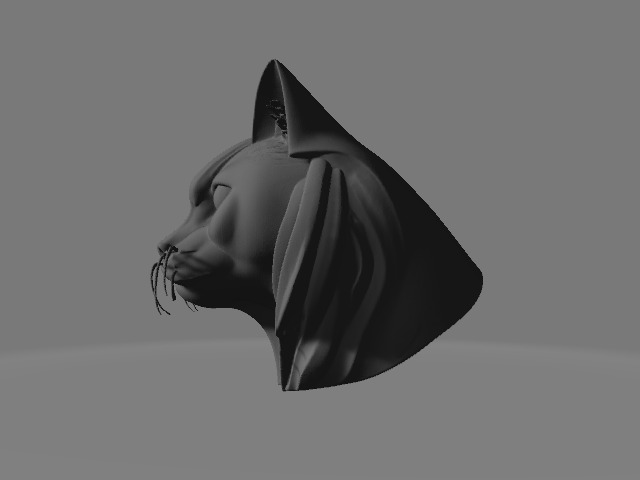 Stylized Split Cat Head Sculpture Mask Ring Set 3D print model_8