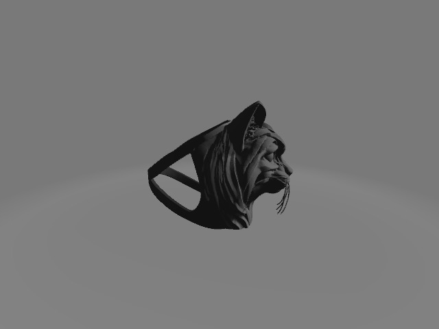 Stylized Split Cat Head Sculpture Mask Ring Set 3D print model_3