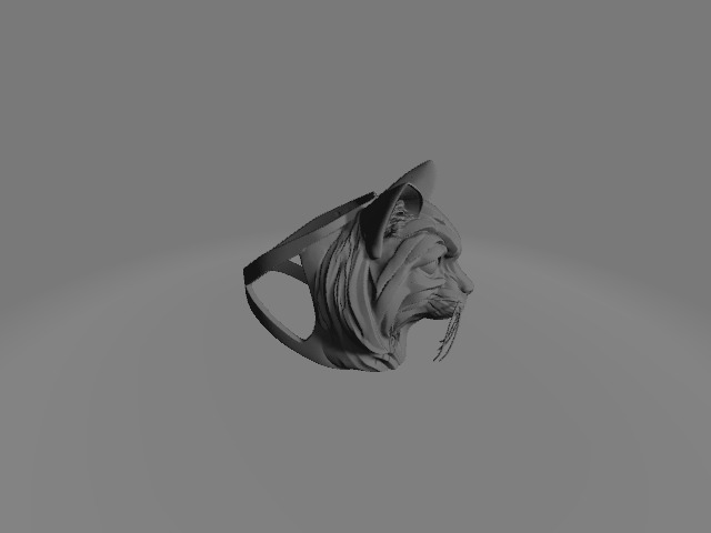 Stylized Split Cat Head Sculpture Mask Ring Set 3D print model_5