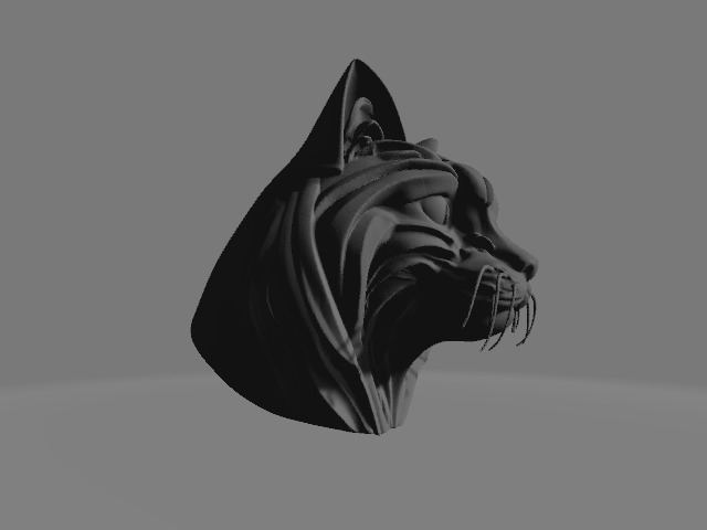 Stylized Split Cat Head Sculpture Mask Ring Set 3D print model_6