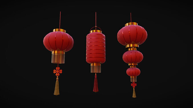 Chinese Lanterns Low-poly 3D model