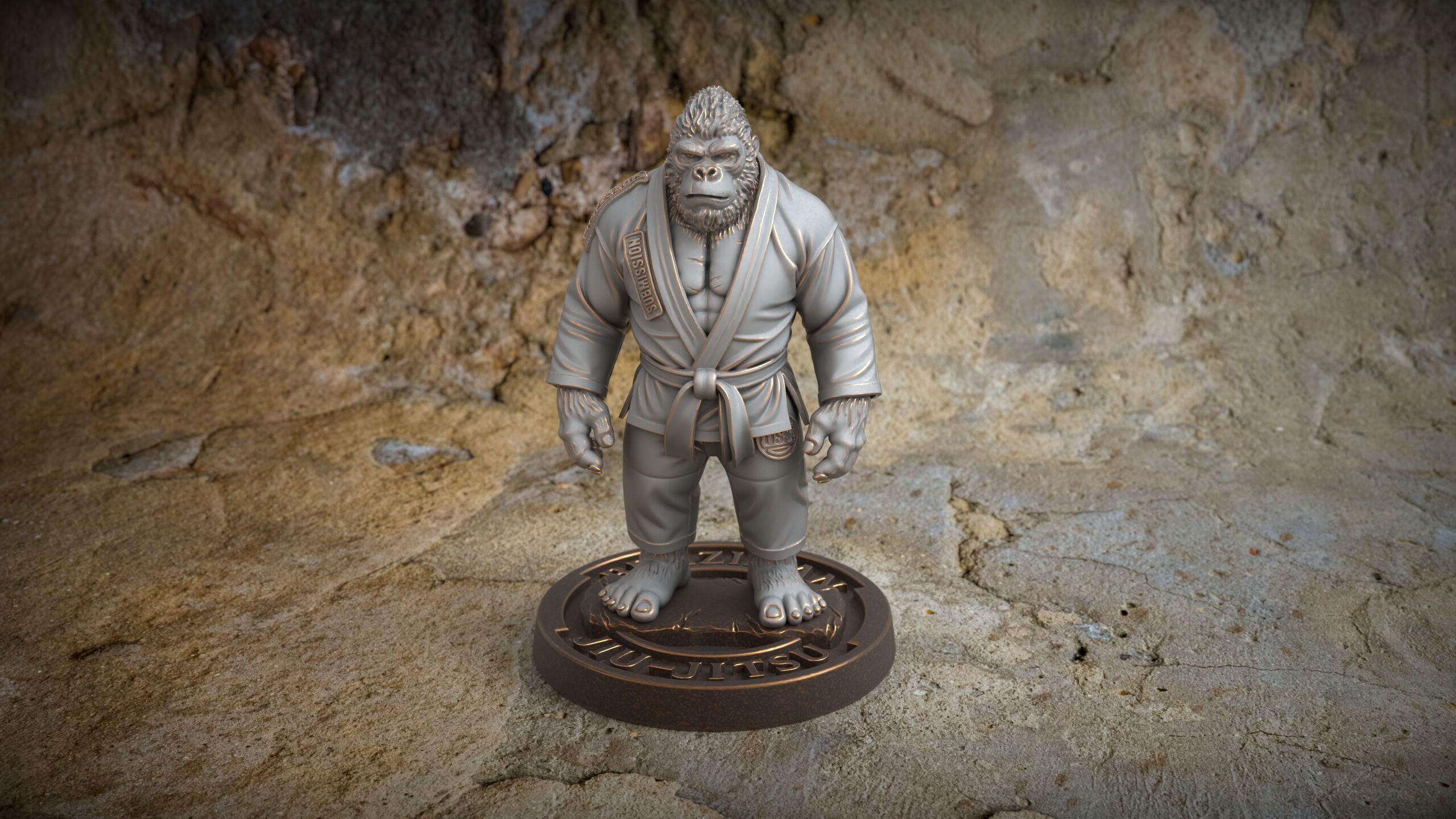 Gorilla Jiu-Jitsu Fighter BJJ Miniature Statue for 3D Printing 3D print model_5