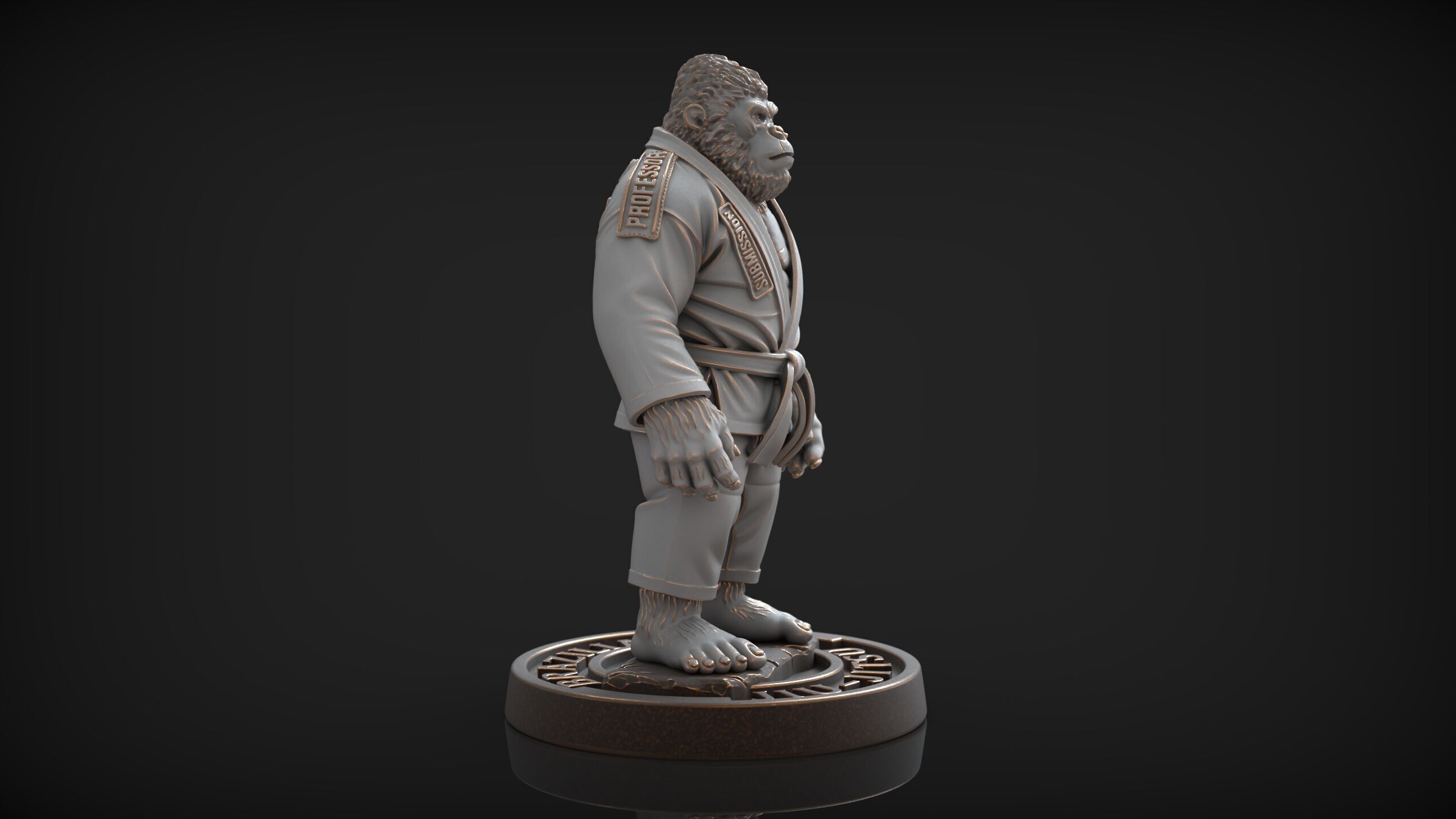 Gorilla Jiu-Jitsu Fighter BJJ Miniature Statue for 3D Printing 3D print model_4