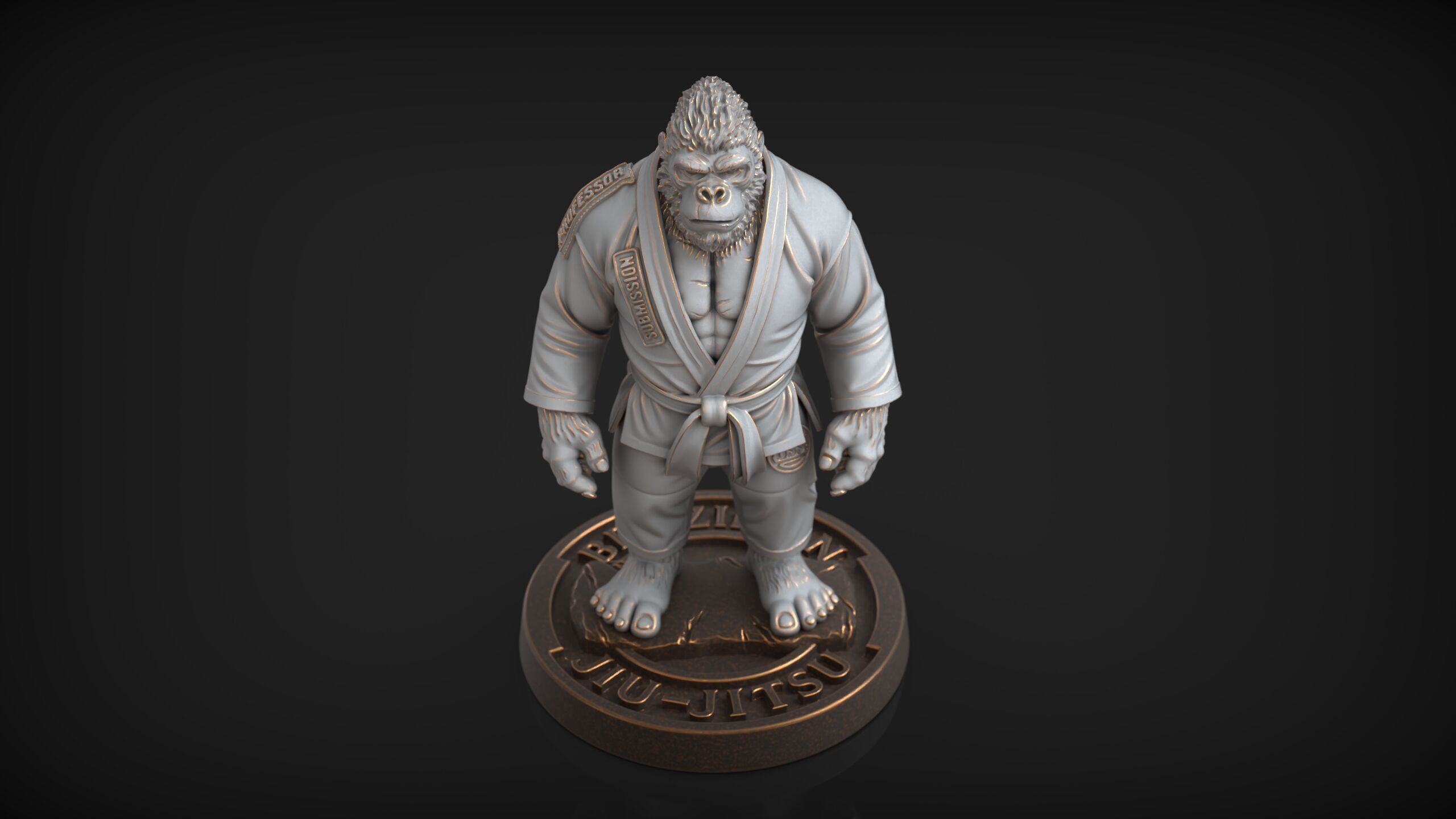 Gorilla Jiu-Jitsu Fighter BJJ Miniature Statue for 3D Printing 3D print model_1