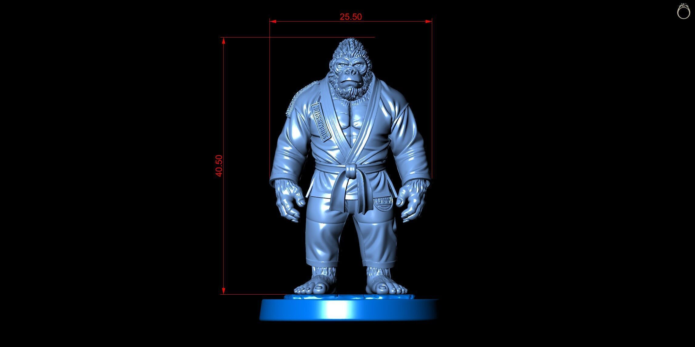 Gorilla Jiu-Jitsu Fighter BJJ Miniature Statue for 3D Printing 3D print model_10