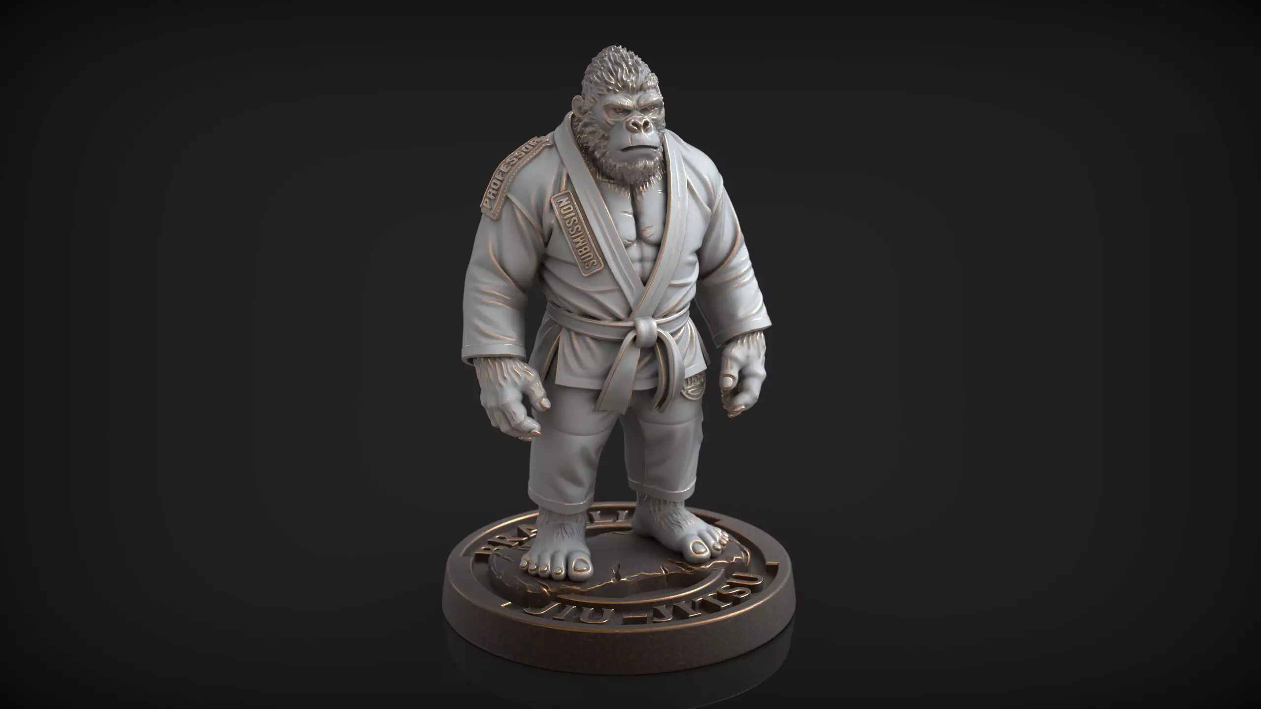 Gorilla Jiu-Jitsu Fighter BJJ Miniature Statue for 3D Printing 3D print model_0