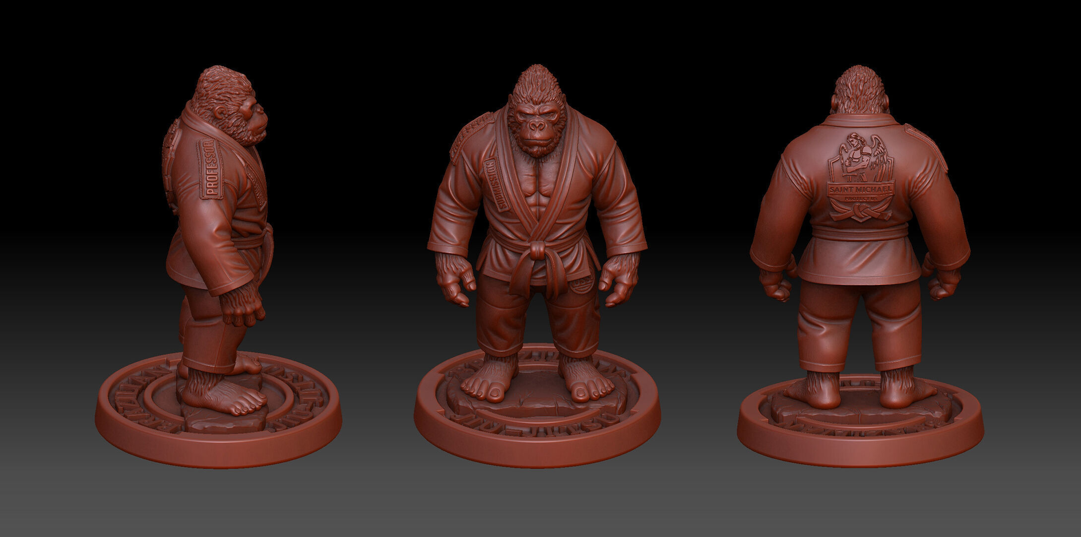 Gorilla Jiu-Jitsu Fighter BJJ Miniature Statue for 3D Printing 3D print model_17