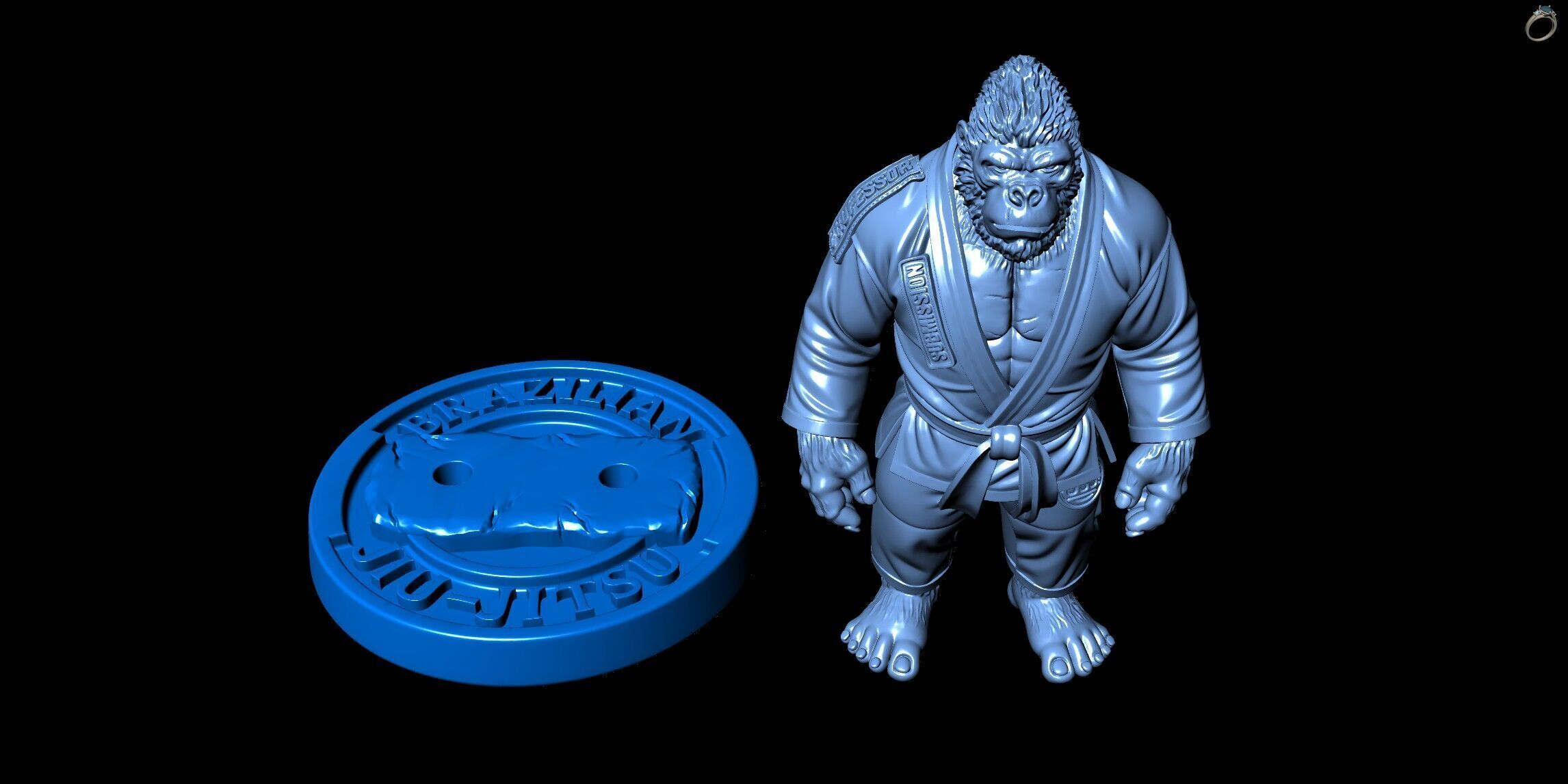 Gorilla Jiu-Jitsu Fighter BJJ Miniature Statue for 3D Printing 3D print model_13