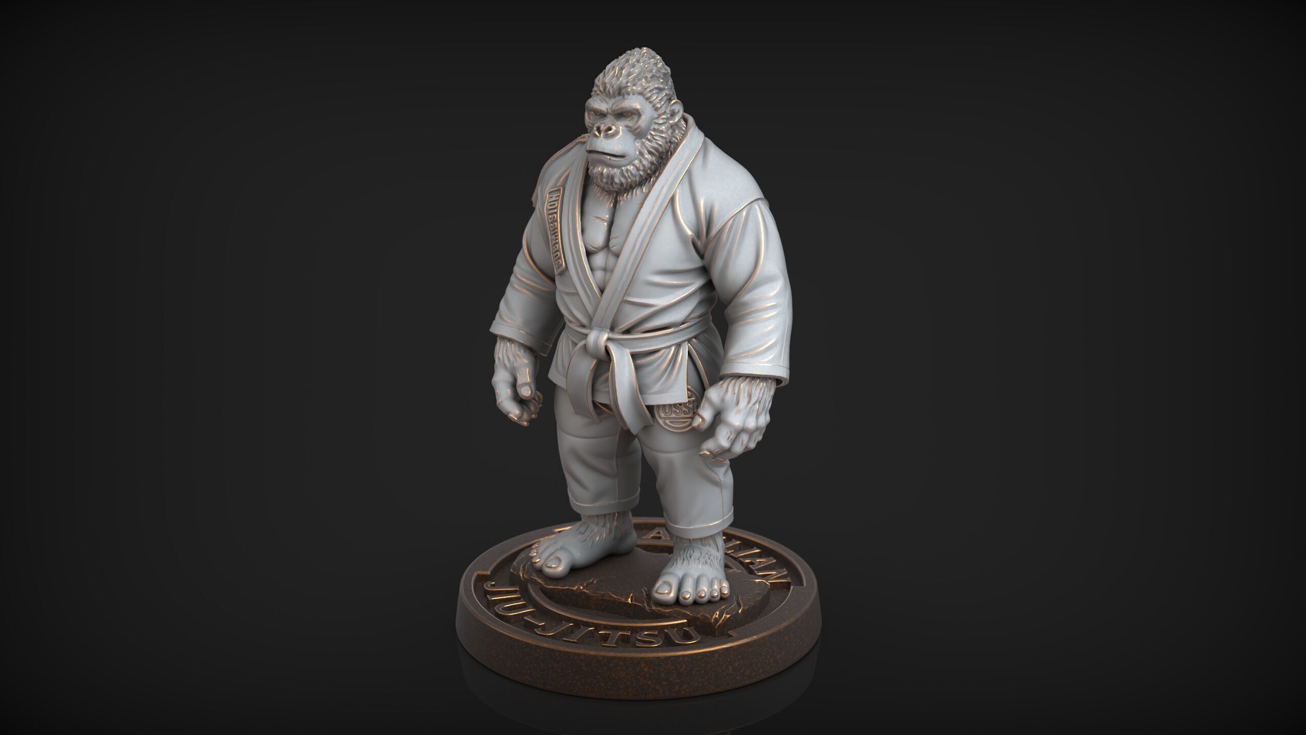 Gorilla Jiu-Jitsu Fighter BJJ Miniature Statue for 3D Printing 3D print model_2
