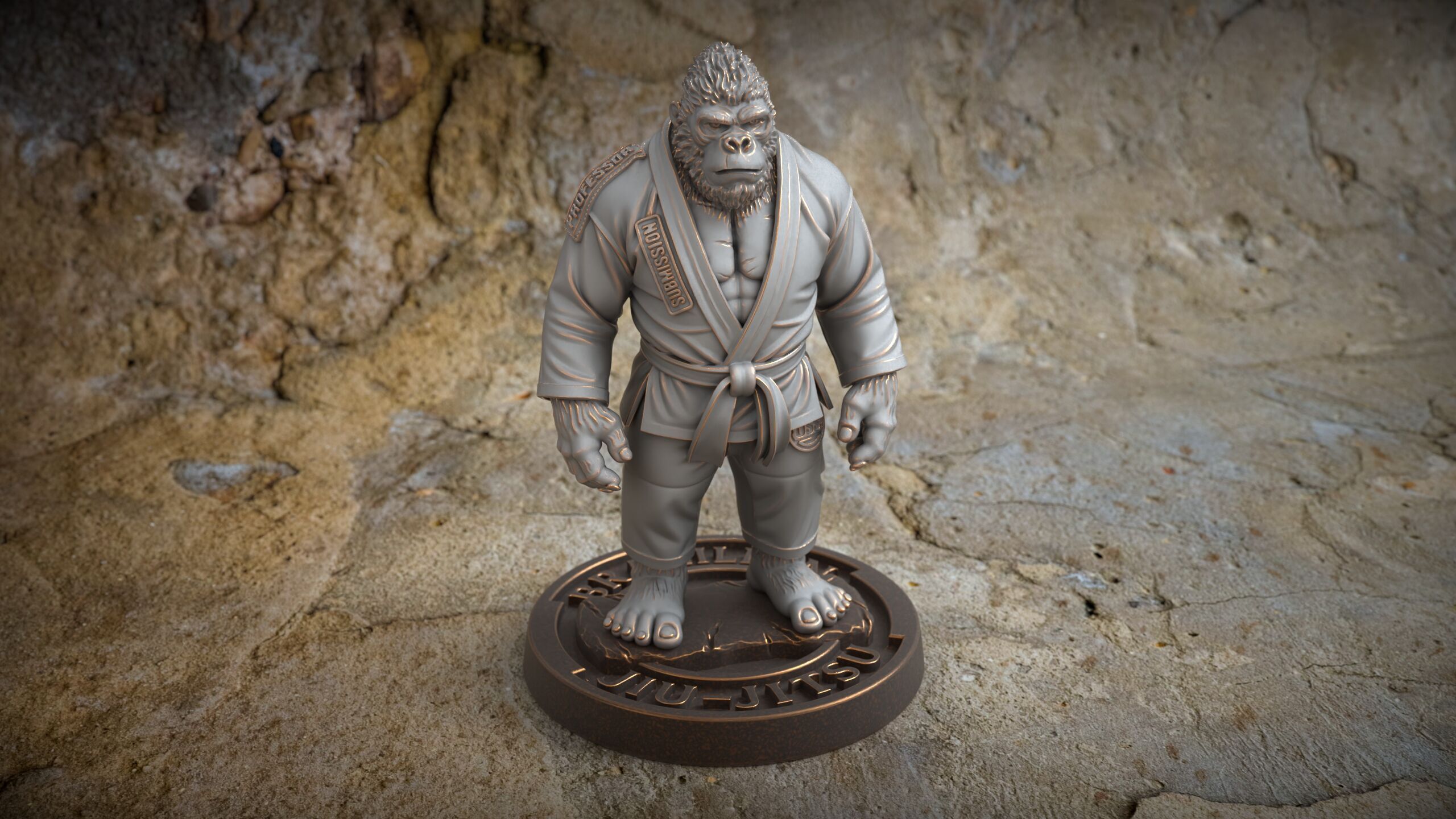 Gorilla Jiu-Jitsu Fighter BJJ Miniature Statue for 3D Printing 3D print model_9