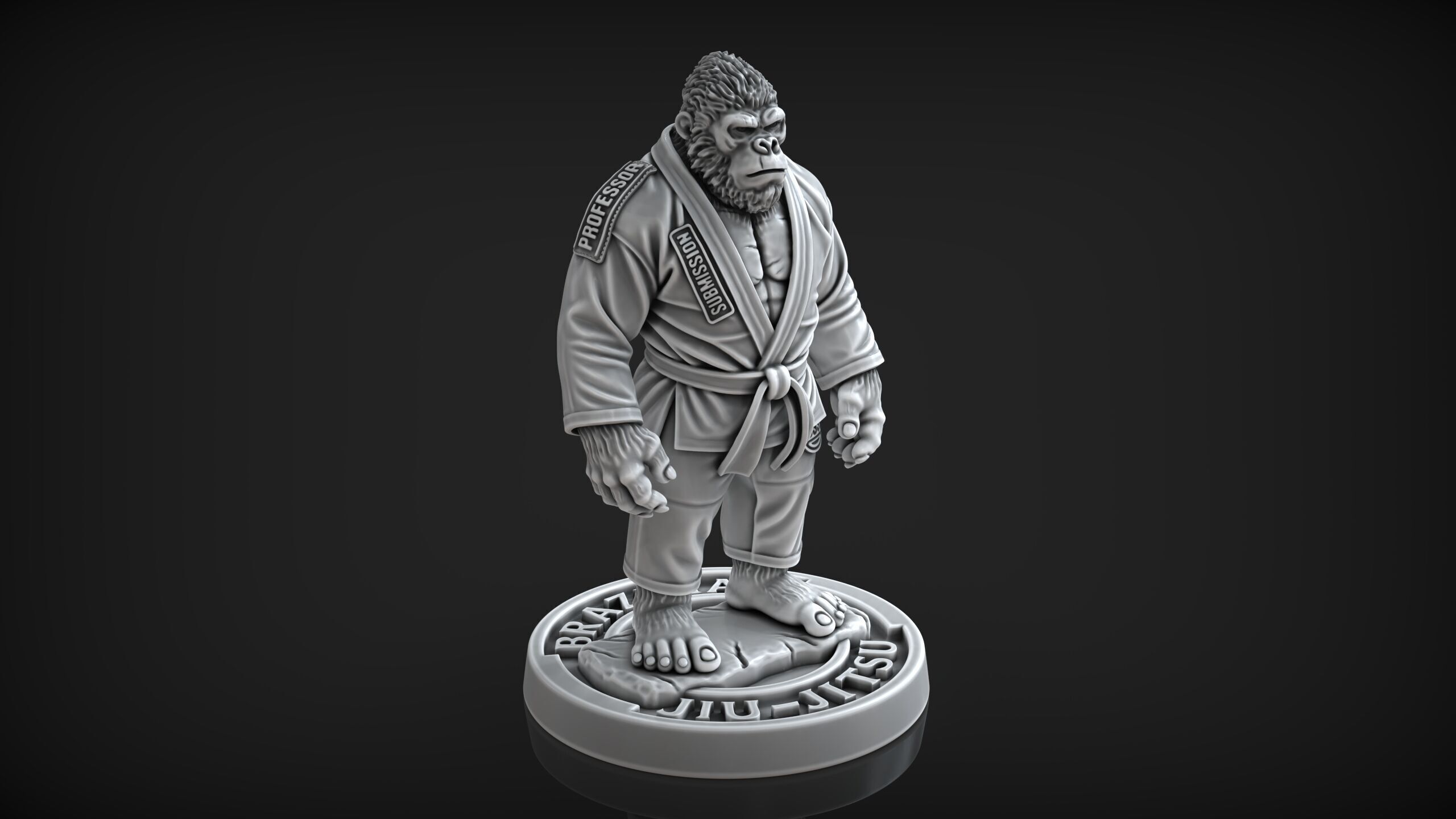 Gorilla Jiu-Jitsu Fighter BJJ Miniature Statue for 3D Printing 3D print model_6