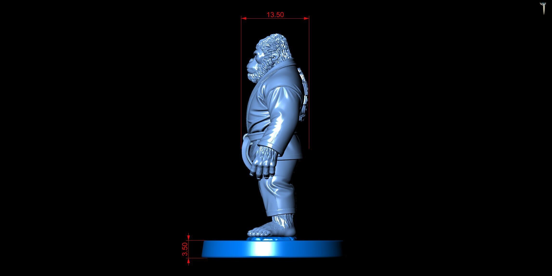 Gorilla Jiu-Jitsu Fighter BJJ Miniature Statue for 3D Printing 3D print model_11