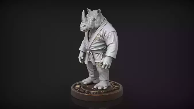 Rhino Jiu-Jitsu Fighter BJJ Tabletop Miniature for 3D Printing