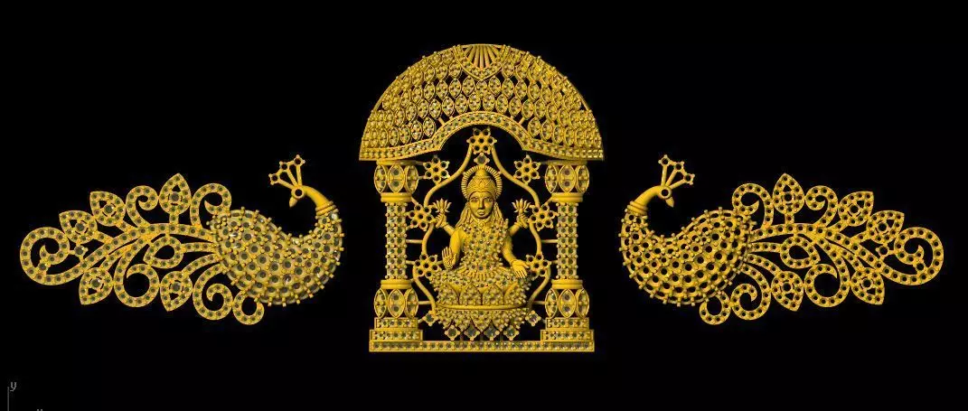 lakshmi and peacock belt pieces 3dm file 3D print model_0