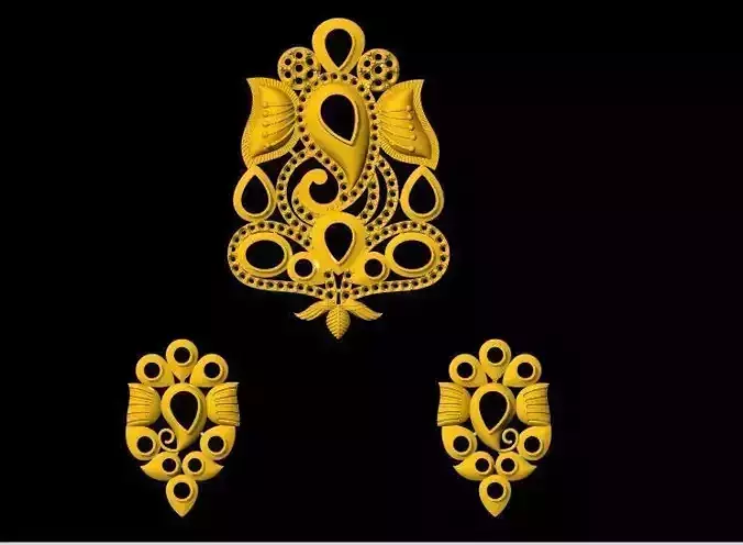 ganesh pendant and earrings 3dm file