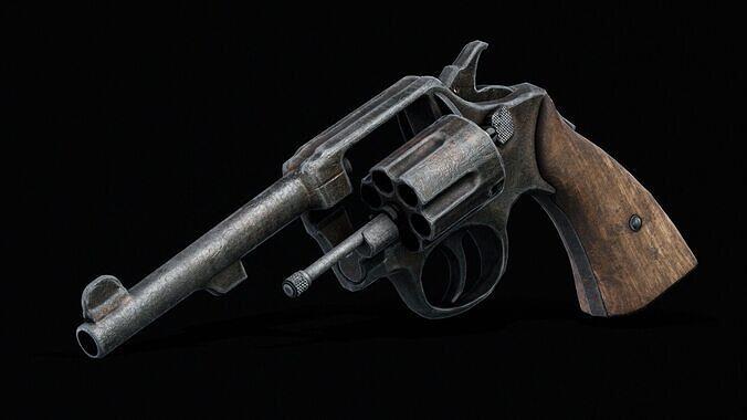Old Revolver M1917 Low-poly 3D model