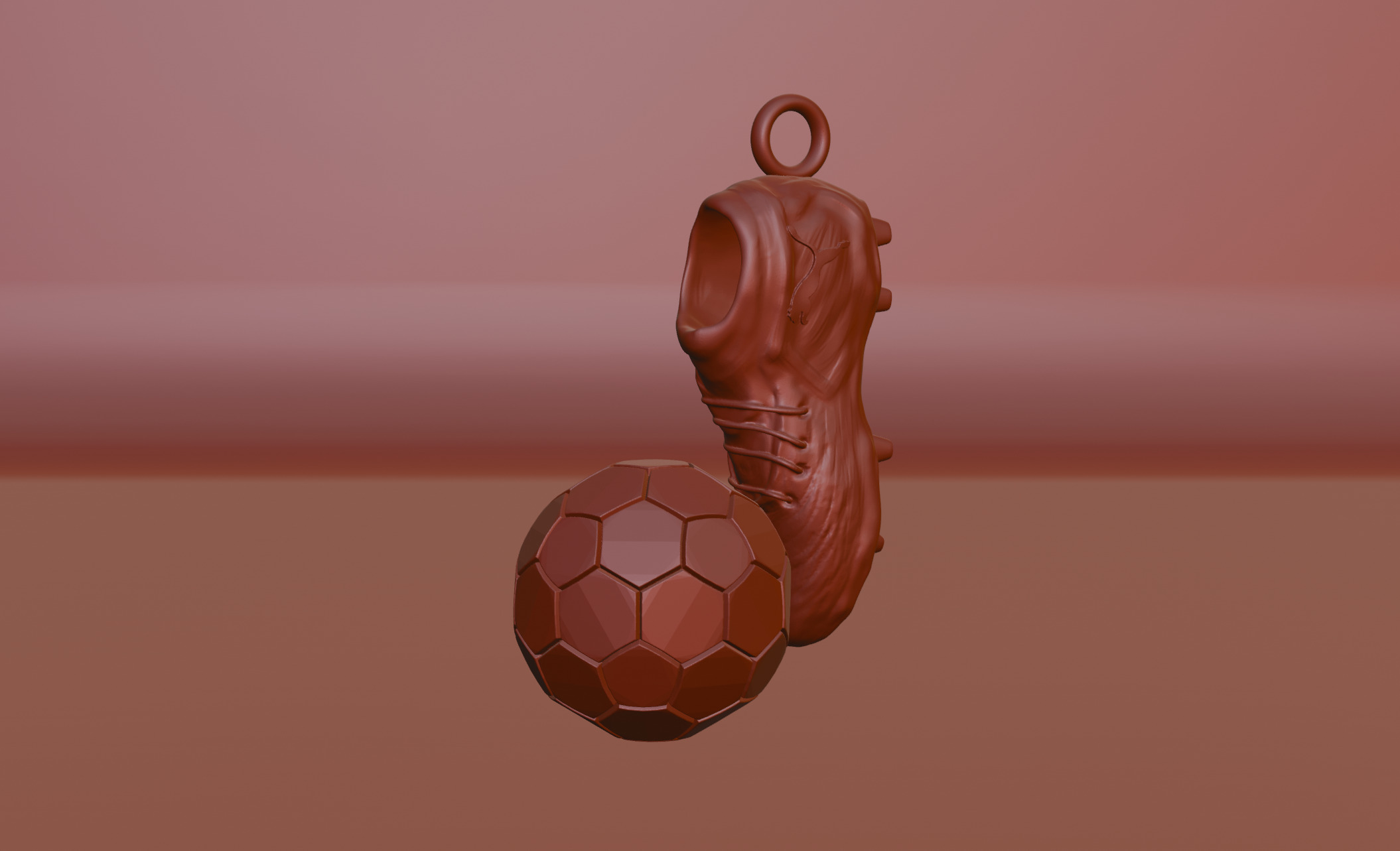 Football Boot and Ball Pendant Necklace  3D Print Model 3D print model_9