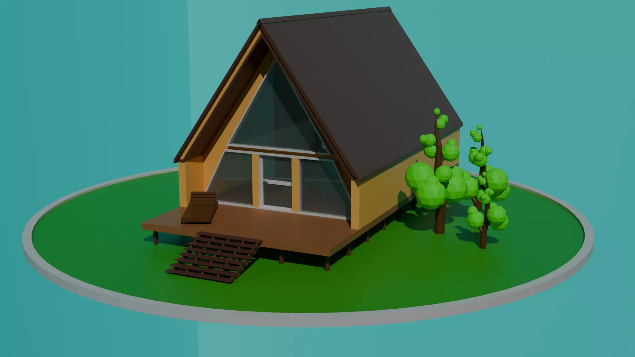 Low-Poly Forest house Low-poly 3D model_0