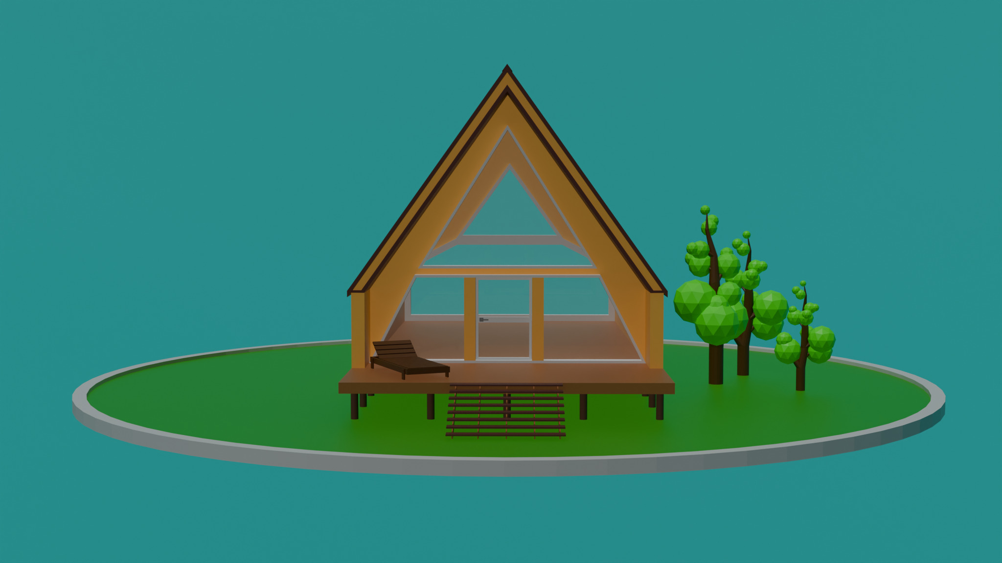 Low-Poly Forest house Low-poly 3D model_2