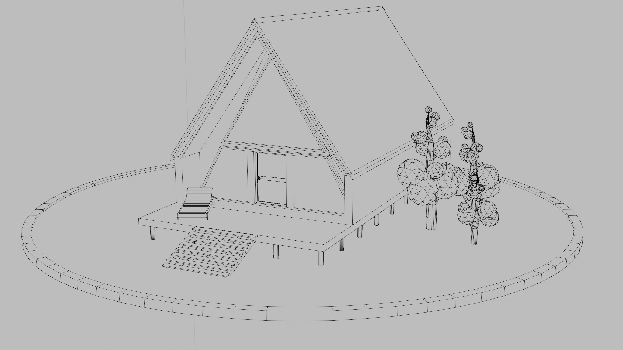 Low-Poly Forest house Low-poly 3D model_1