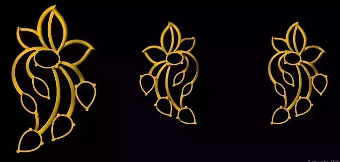 floral pendant and earrings 3dm file