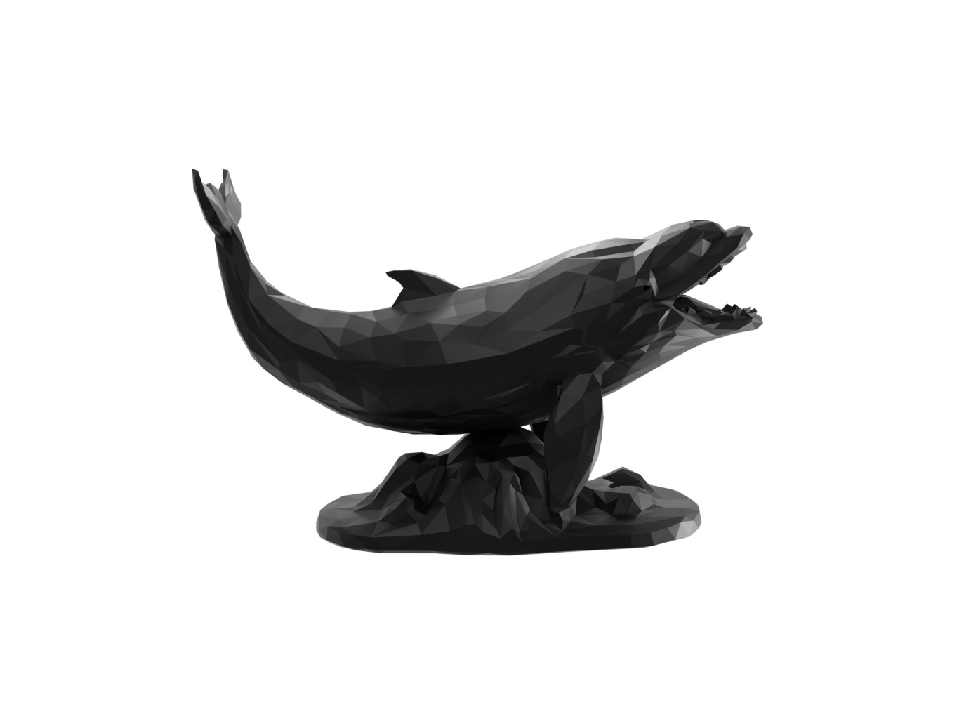 Whale Animal Low Poly 3D print model_2