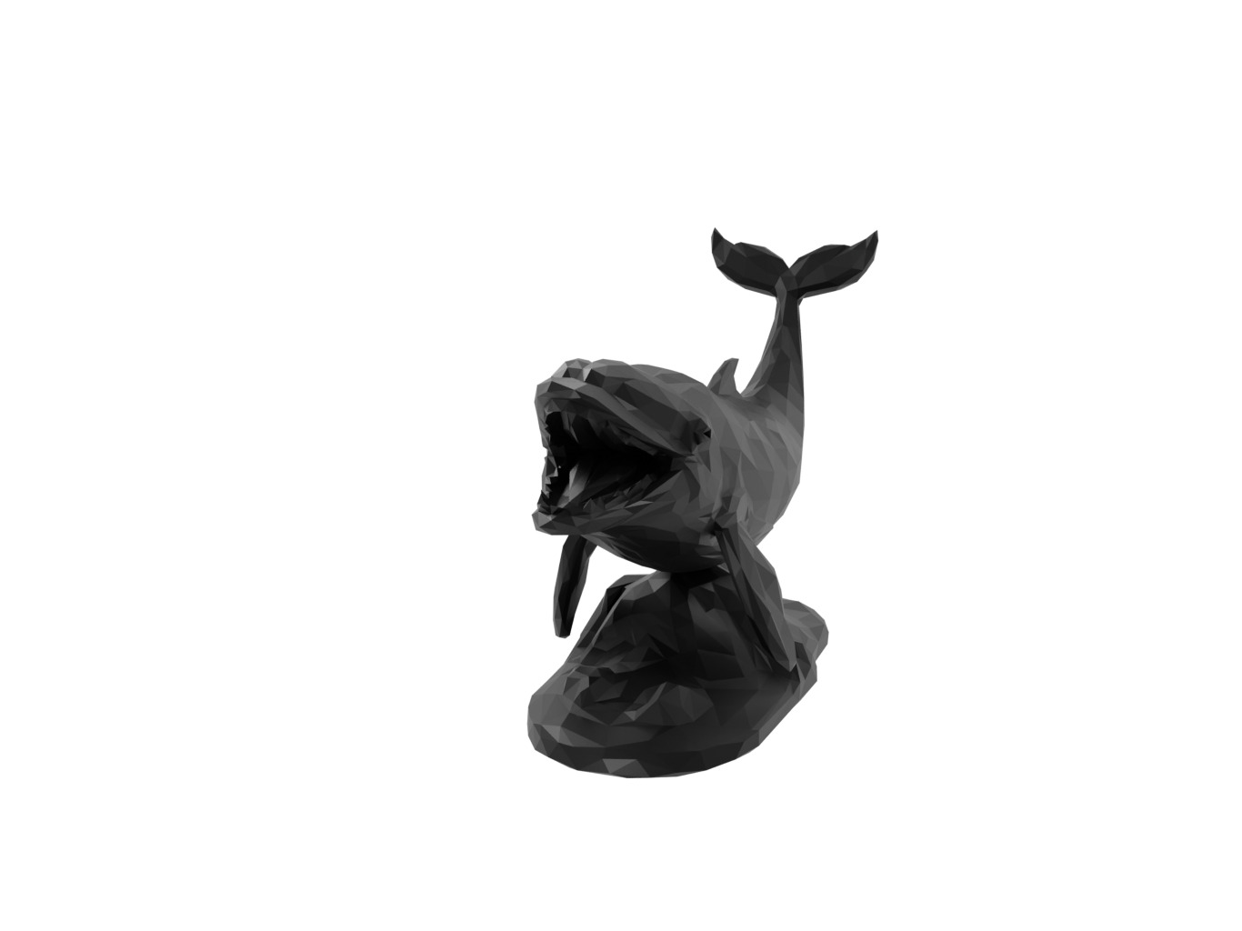 Whale Animal Low Poly 3D print model_1