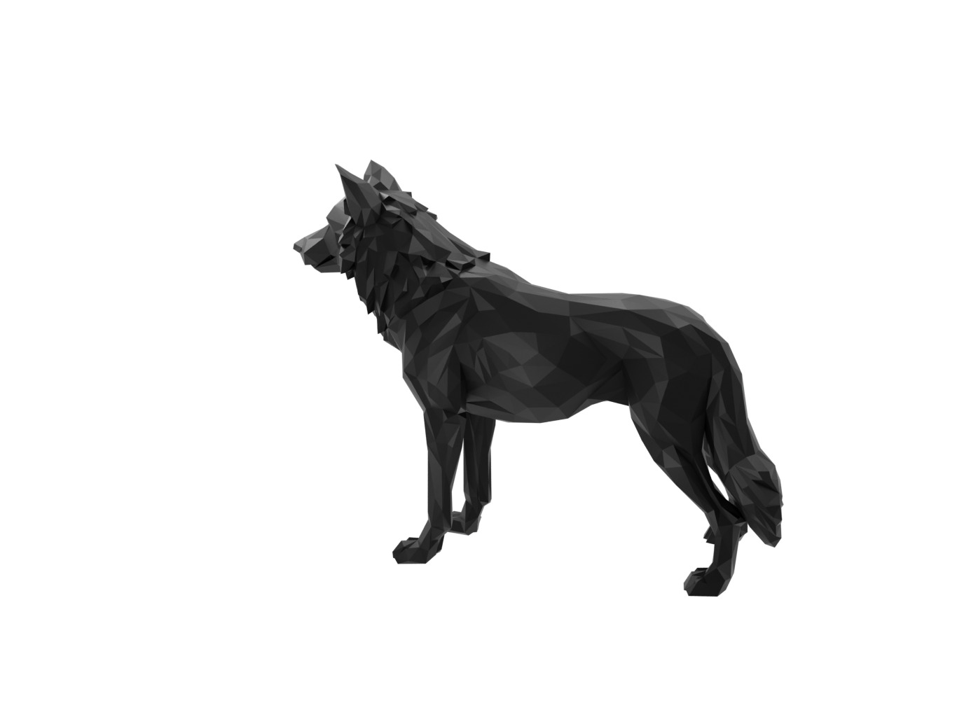 Wolf Animal Low Poly 3D print model_1