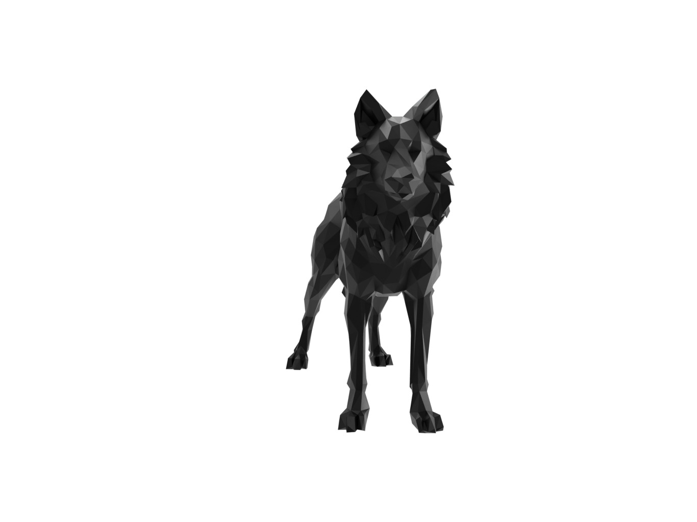 Wolf Animal Low Poly 3D print model_2
