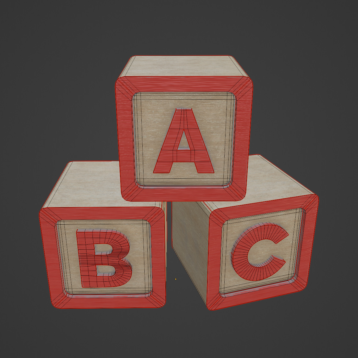 ABC Blocks 02 Low-poly 3D model_7