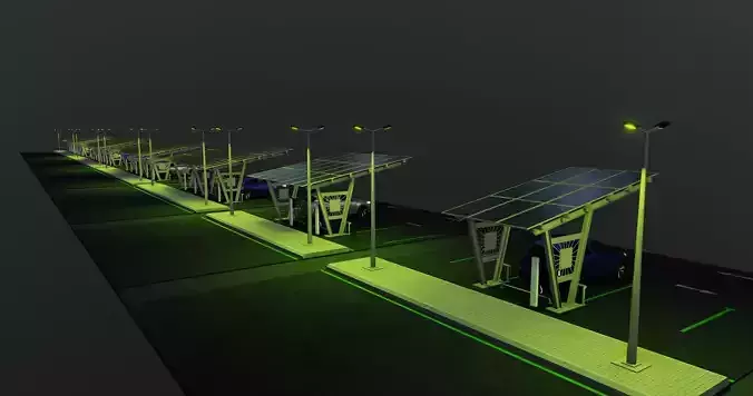 Low Poly Solar Carport Type-1 Pack