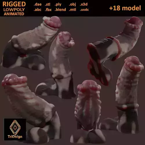 Minotaur Penis Rigged Lowpoly and Highpoly