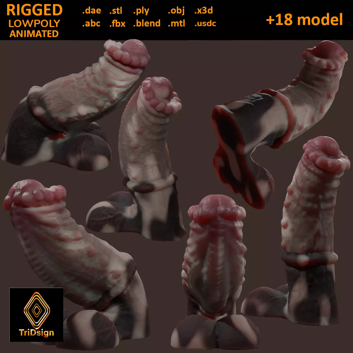 Minotaur Penis Rigged Lowpoly and Highpoly Low-poly 3D model_0