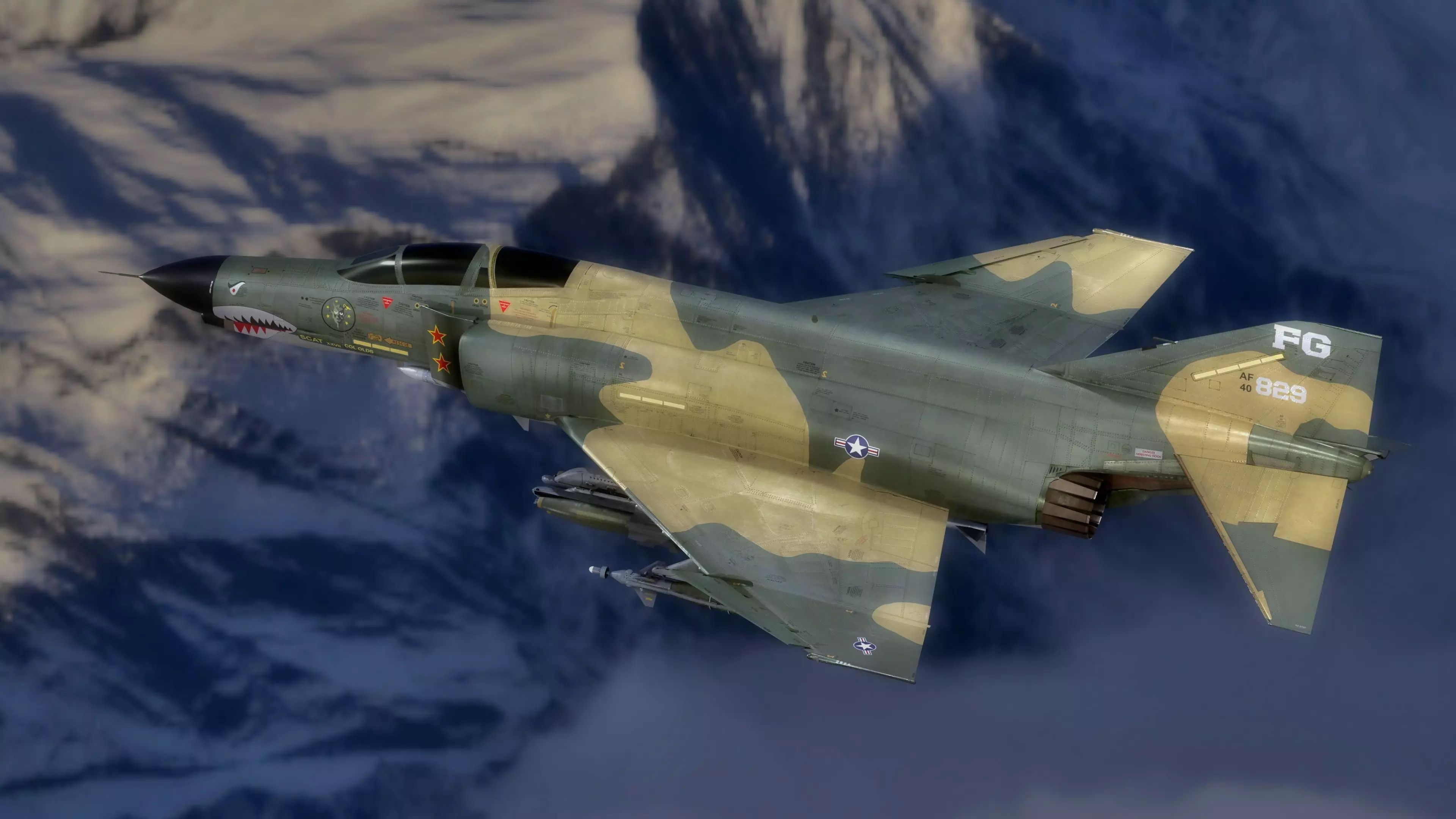 F4 Phantom 2 -Forest Texture-Fully Rigged-Changeble Decal -Texts Low-poly 3D model