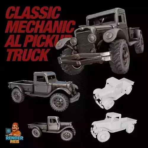 Classic Mechanical Pickup Truck  3D print model