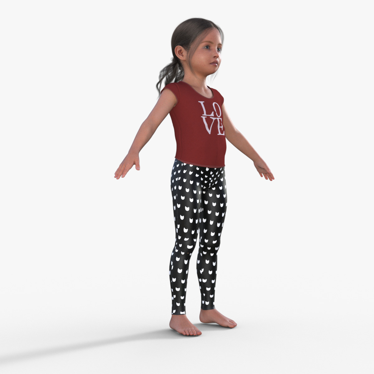 Realistic 3D Girl Child Character Rigged 3D model_8