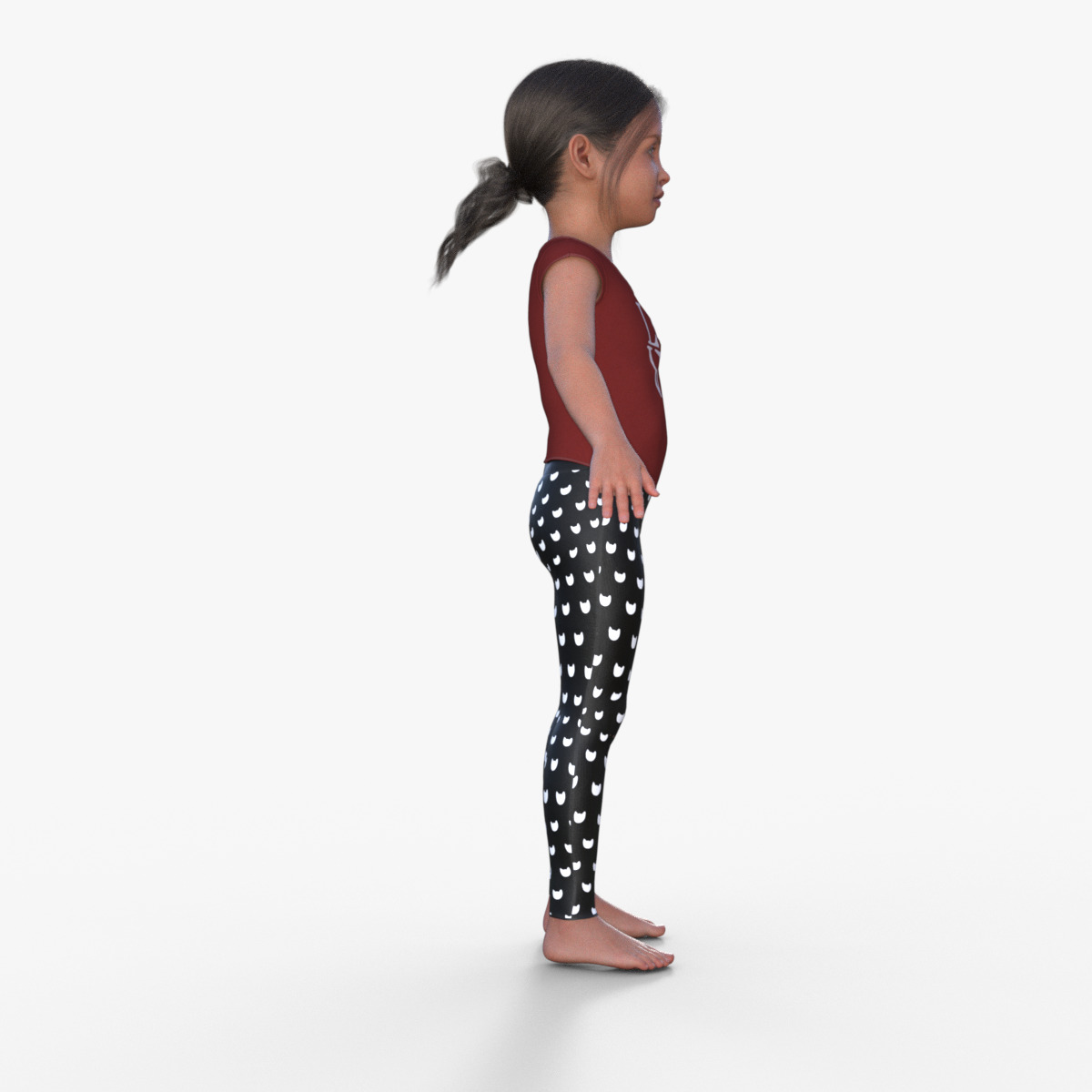Realistic 3D Girl Child Character Rigged 3D model_7