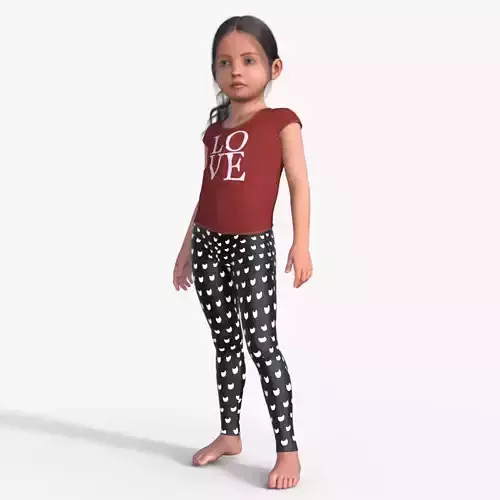 Realistic 3D Girl Child Character Rigged